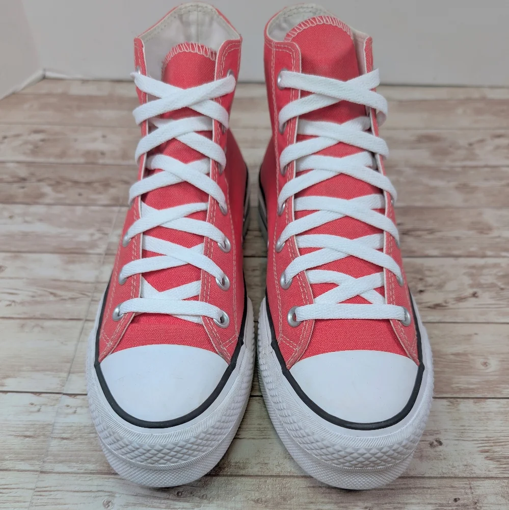 Converse All Star High Top Platform Salmon Pink Sneaker Trainer Shoes Women's 8 - Picture 7 of 13
